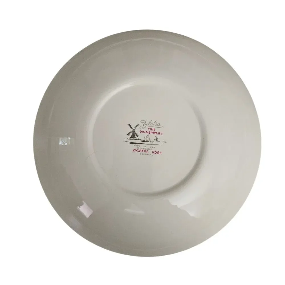 Vintage Zylstra Rose Permacal Salad Bowls Set of 4 Fine Dinnerware USA